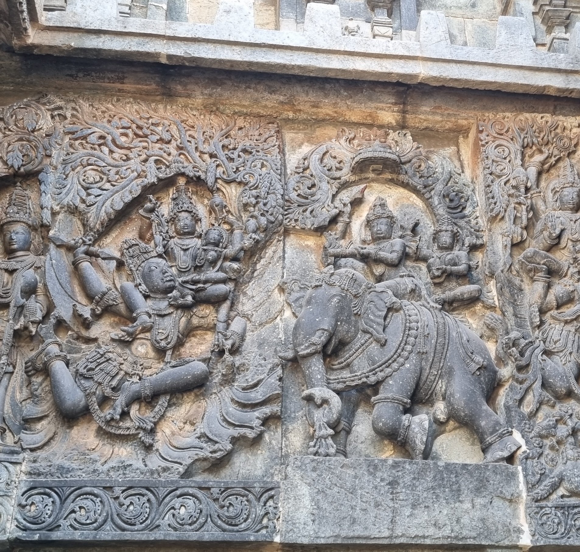Indra, Vishnu, Airavat and Garuda.