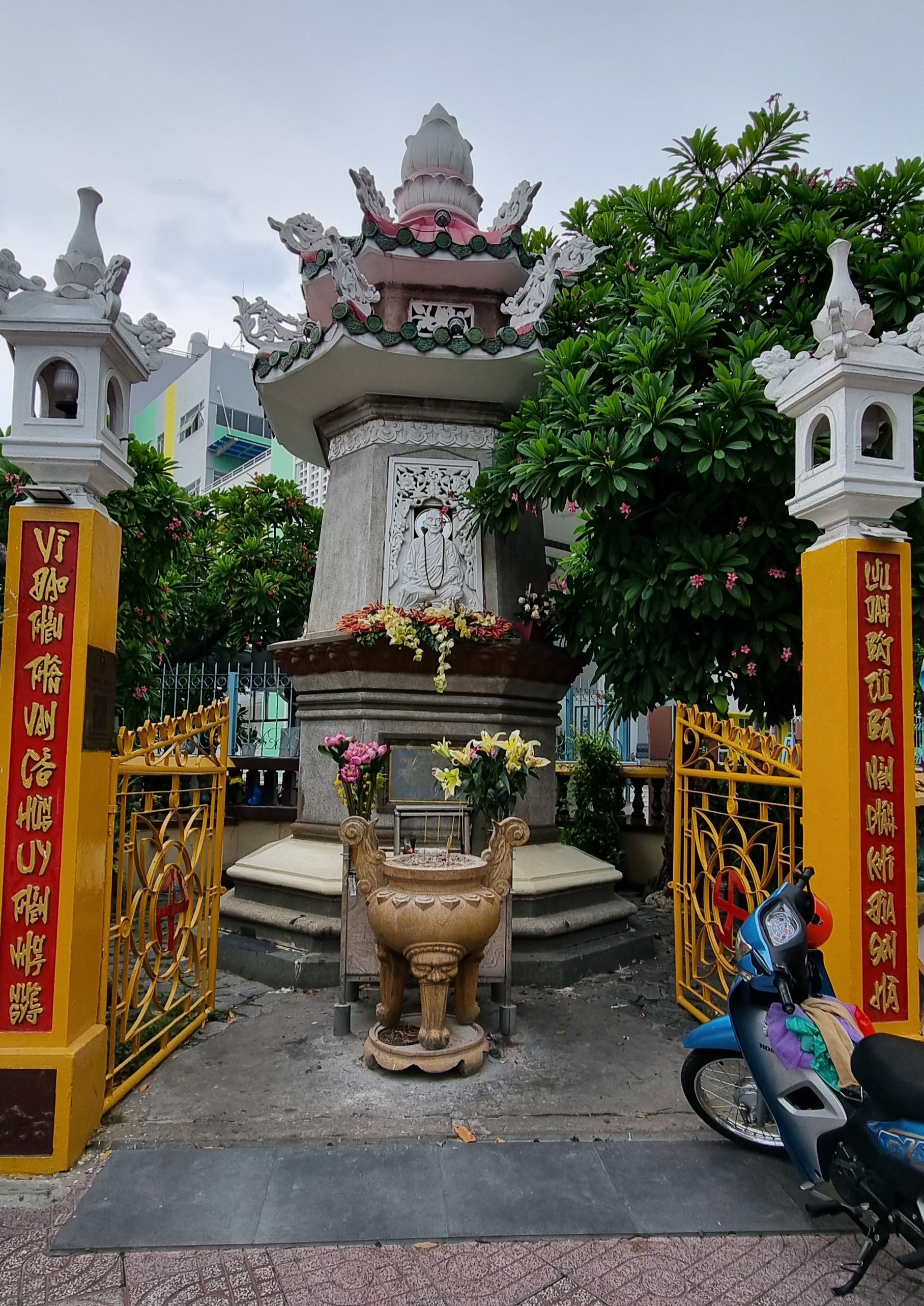 A temple in honor of Thích Quảng Đức at the intersection where he self-immolated himself.
