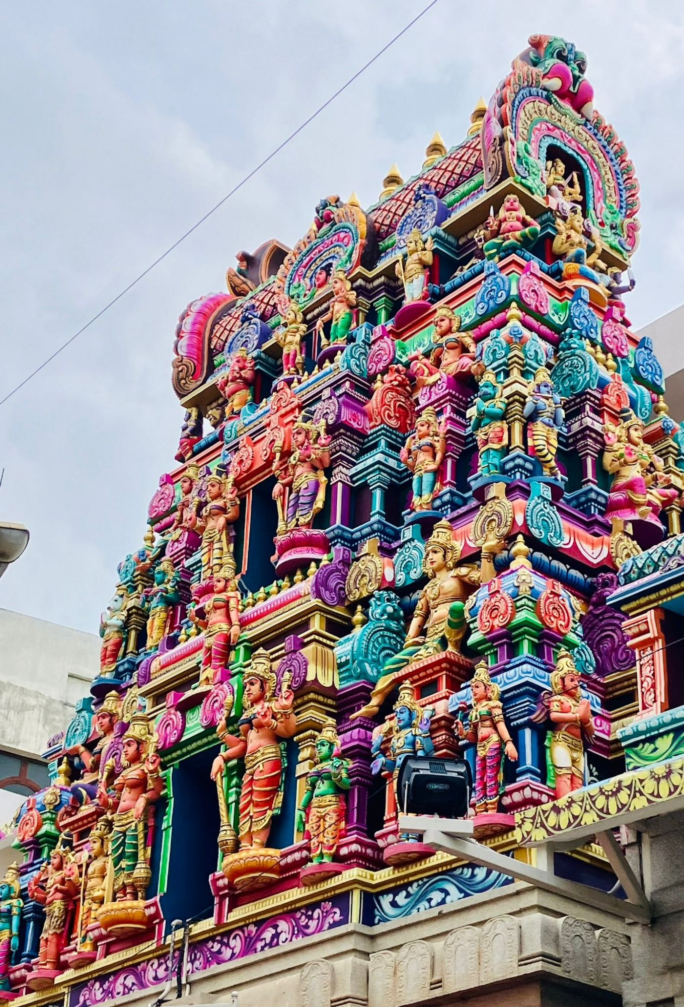 Intricate temple carvings on Commercial Street.