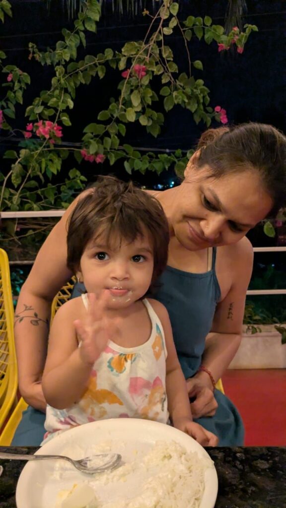 A very satiated, happy Kalindi.