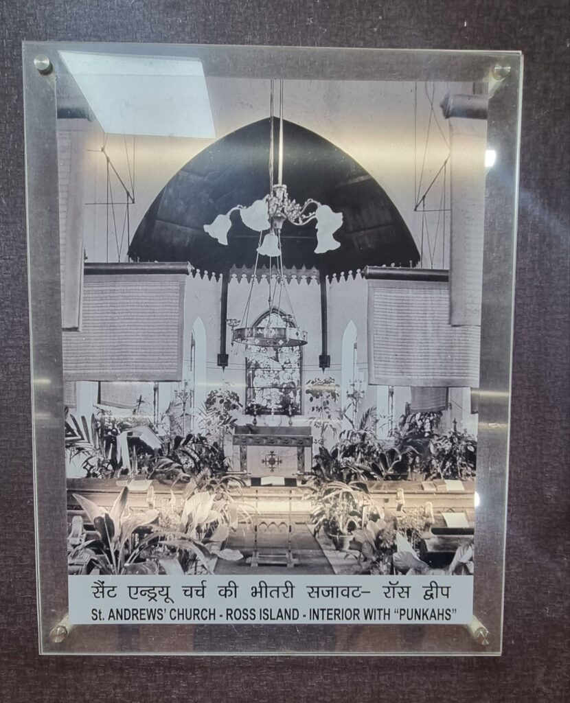 The interiors of St Andrew's Church, the sole church in Ross Island.